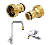 umorismo 2-Pack Universal Tap Connector, 3/4" & 1/2" Brass, Hose Adapter, Quick Coupling, Garden Hose & Tap Connection