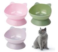 umorismo 3 Pcs Raised Cat Bowl Tilted Elevated Cat Bowls Plastic Cat Feeding Bowls Kittens Dishes 15° Cat Feeder Food Water Bowl For Pets Cats Dry Wet Food