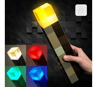 UMPRZBXX Pixel Brownstone Torch Light | LED Night Light for Gaming Room Decor | USB Rechargeable | Slow Fade Function | Kids' Bedroom Lighting | Cosplay Role Play | 4 Lighting Color Conversion Scenes