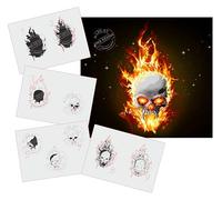 UMR-Design AS-326 Flames Skull Airbrushstencil Step by Step Size M