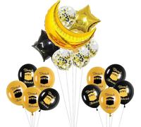 Umrah Mubarak Balloon set Gold Black Islamic Party Supplies Ramadan Decorations Moon Star Foil Balloon for Ramadan Muslim Eid Umrah Mubarak Graduation Decorations Hajj Blessing Ceremony