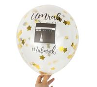 Umrah Mubarak Balloon with Gold Stars - Transparent Latex Balloon for Eid, Hajj & Umrah Celebration Decorations - Islamic Party Supplies - Kaaba Design