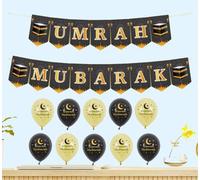 Umrah Mubarak Banner, Umrah Congratulations Decorations Balloons