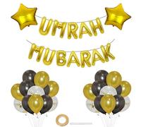 Umrah Mubarak Decoration, Umrah Mubarak Balloons for Home, Graduation Party Decorations Black Gold White Balloons