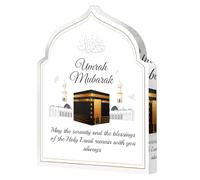 Umrah Mubarak Gifts, Acrylic Tabletop Decor, Elegant Acrylic Display Piece for Ramadan and Eid Decorations, Islamic Home Decor For Celebrations Spiritual Journey