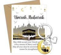 Umrah Mubarak Greeting Card and Keychain, Islamic Gift for Completing Umrah, Mosque Design, Spiritual Blessings and Eid Mubarak Gift