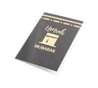 Umrah Mubarak Greeting Card with Envelope, Golden Design Islamic Card in Black & Gold