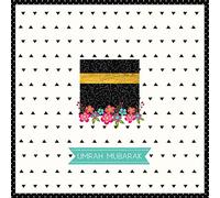 Umrah Mubarak Islamic Greetings Card - Black Triangles and Floral Styling