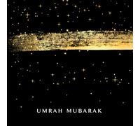 Umrah Mubarak Islamic Greetings Card - Black with Gold Brushstroke