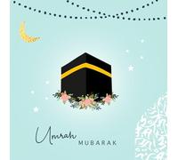 Umrah Mubarak Islamic Greetings Card in Aqua