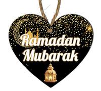 Umrah Mubarak - Islamic Home Decoration with Crescent Moon, Mosque Silhouette & Lantern Design - Gift for Ramadan, Hajj, or Eid (Ramadan Mubarak, Small: 10 cm (H) × 9 cm (W))