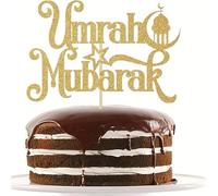 Umrah Mubarak Large Gold Glitter Cake Topper - Islamic Party Decoration for Celebrations | Elegant Mubarak Cake Topper & Decorations for Muslim Events, Gifts, and Special Parties