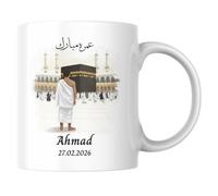 Umrah Mubarak Personalised Mug, Islamic Calligraphy Mug, Muslim Decor, Islamic Gift for Muslim, Personalised Hajj Umrah Gift, Religious Mug (Only Man)