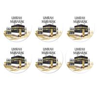 Umrah Mubarak Stickers 24 Labels Tags, 4cm Present, Hamper, Card, Sweet Cone Stickers, Gift Wrapping, Decorations. (Design 2)