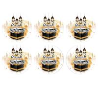 Umrah Mubarak Stickers 24 Labels Tags, 4cm Present, Hamper, Card, Sweet Cone Stickers, Gift Wrapping, Decorations. (Design 3)