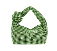 UMREN Bling Full Glitter Knotted Handbag for Women Crystal Rhinestone Hobo Dumpling Bag Diamond Evening Clutch Crossbody Bag, A-green