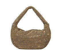 UMREN Bling Full Glitter Knotted Handbag for Women Crystal Rhinestone Hobo Dumpling Bag Diamond Evening Clutch Crossbody Bag, B-gold