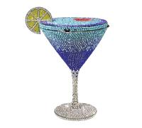UMREN Cocktail Goblet Rhinestone Clutch for Women Unique Crystal Evening Bag Diamond Purse Wedding Party Prom Handbag, Blue