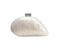 UMREN Seashell Chain Shoulder Bag for Women Acrylic Evening Clutch Bag Glitter Marble Purse Handbag for Wedding Party Prom, White