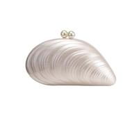 UMREN Seashell Chain Shoulder Bag for Women Acrylic Evening Clutch Bag Glitter Marble Purse Handbag for Wedding Party Prom, Pearl White