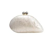 UMREN Seashell Chain Shoulder Bag for Women Acrylic Evening Clutch Bag Glitter Marble Purse Handbag for Wedding Party Prom, White