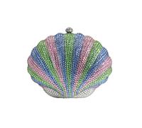 UMREN Sparkly Women Cute Mini Shell Rhinestone Evening Bag Colorful Crystal Handbag Bling Shell Diamond Clutch for Party, Multicolor 1