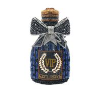 UMREN Women Champagne Bottle Rhinestone Evening Bag Sweet Bow Crystal Purse Clutch Unique Handbag Cocktail Party Shoulder Bag, Navy