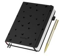 Umriox A5 Notebook Journals for Women, 365 Pages Hardcover Butterfly Thick Notepad with 100GSM No Bleed Paper, Composition Notebooks with Pen, 14 x 21 cm-Black