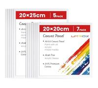 Umriox Canvas for Painting, Set of 12 Canvas Panels - 20x20cm, 20x25cm,CottonAcid-Free Blank Painting Canvases for Acrylic Paint, Oil Paint & Wet Water Art Media