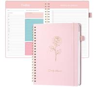 Umriox Daily Planner Undated,A4 To Do List Notebook Hourly Schedules,Spiral Hardcover Daily Organizer Notebook for Office,Home & School-Pink
