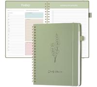 Umriox Undated Daily Planner A4 Notebook,To Do List Productivity Planner | PU Hardcover Student Planner,Appointment Schedule Planner,Daily Planning,Spiral Journals for Work,Fitness,21.3×27.9 cm-Green
