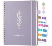 Umriox Undated Planner - A4 Weekly Planner Notebook,Weekly Journals for Study,Work,Fitness,52 Weeks Planning with 24 Self-Adhesive Tabs, Hardcover- Purple