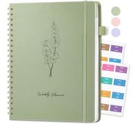 Umriox Undated Planner - A4 Weekly Planner Notebook, Weekly Journals for Study,Work,Fitness,52 Weeks Planning with 24 Self-Adhesive Tabs, Hardcover - Green