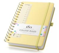 Umriox Wirebound Spiral Notebooks 180Pages /90 Sheets for Writing,100gsm No Bleed Paper, PU Hardcover, for Women Men Work Office School,14.5 x 21cm - Yellow