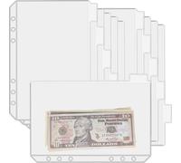 UMSICHT 12PCS A5 Binder Pockets with No Zippers, Zipless Budget Envelopes with Index Bits Design, A5 Binder Pouch for 6 Ring Binder, Money Folder Organizer,Clear PVC Savings Challenges Envelopes,12PCS