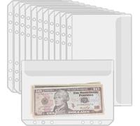 UMSICHT 12PCS A5 Binder Pockets with No Zippers, Zipless Budget Envelopes with Lids, A5 Binder Pouch for 6 Ring Binder, Money Folder Organizer, Clear PVC Savings Challenges Envelopes, 12PCS.
