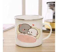 umsl Peach and Goma cat Enamel cup Coffee tea Mug cute animal Breakfast Dessert milk water cup couple gift