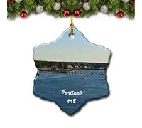 Umsufa Portland View Maine USA Christmas Tree Ornament Travel Gift Souvenir 3 Inch Porcelain Double Side