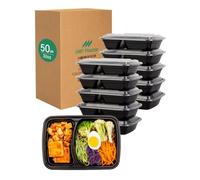 UMT Plastar 32 oz 2 Compartment Meal Prep Containers with Lids, 50 Pack