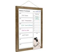 Umtiti 10.5" x 14.5" Dry Erase White Board & Weekly Calendar Board, Magnetic Whiteboard for Wall,Solid Wood Rustic Brown Framed Message Board, Planner Board for Office, Home, School（Weekly-2737QZ）