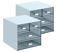Umtiti 2 PCS Desk Storage, Makeup Storage Box With 4 Drawers, Plastic Office Stationery Supplies Organizers, Desktop Organizer for Office School Home And Bathroom (Blue-2pcs，UK)