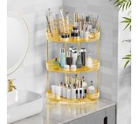 Umtiti 3-Tier Corner Bathroom Counter Storage Organizer, Tool - Free Installation Acrylic Vanity Shelf, Ideal for Bathroom, Dresser, Kitchen(Gold)