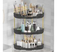 Umtiti 3-Tier Corner Bathroom Counter Storage Organizer, Tool - Free Installation Acrylic Vanity Shelf, Ideal for Bathroom, Dresser, Kitchen(Gray)