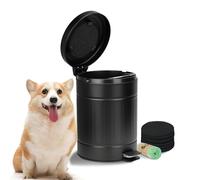 Umtiti 5L Dog Poop Trash Can with Lid for Outdoors，1.3 Gallon Trash Can with Activated Carbon Filter & Plastic Bags, Pet Waste Container，UP5L-BK-Yuan