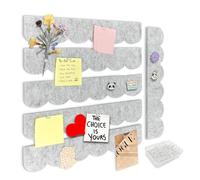 Umtiti 6 Pack 14.5 x 2 inch Frameless Felt Bulletin Strips with 50 Push Pins, Self-Adhesive for Classroom, Office, Home,Light Gray-6PCS+50D