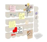 Umtiti 6 Pack 37 x 7 Adhesive Felt Bulletin Board Tiles with 50 Pins for Office Home Decor and DIY Classroom Use,Beige-6PCS+50D