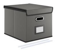 Umtiti A4-Size Gray Leather File Organizer Box with Lid（Folders not included.File Folder Storage, Easy Slide Durable Hanging File Box for Office/Decor/Home,PGLG-GY,UK