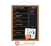 Umtiti Calendar Weekly Chalkboard, 13" * 17", Magnetic Surface Rustic Brown Solid Pine Wood Frame Black Board for Office, School and Home(ZLHB-QZ-3343)