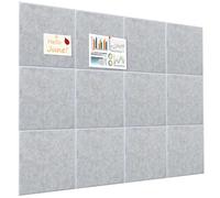 Umtiti Felt Bulletin Board Bar Strips, 30 x 30 x 0.9 cm, 12 Pack Self-Adhesive Pin Board Cork Board for Paste Notes, Photos, Schedules,Light Gray(3030QH-12P)