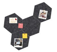 Umtiti Felt Bulletin Board, Hexagon 19 x 22 x 0.9 cm, 4 Pack Dark Gary Self-Adhesive Tiles Pin Board for Office Home School Decor Stickers Memos Photos Display(SH-1922-4pcs)